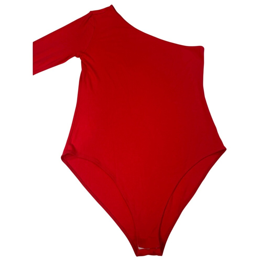 Red One-Shoulder Bodysuit - Picture 2 of 7